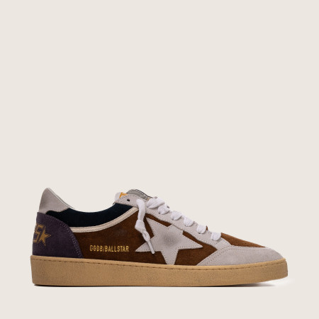 Golden Goose Ball Star / Замша коричневая / баклажан муж