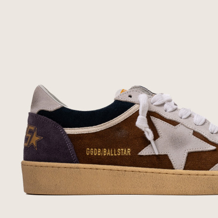 Golden Goose Ball Star / Замша коричневая / баклажан муж