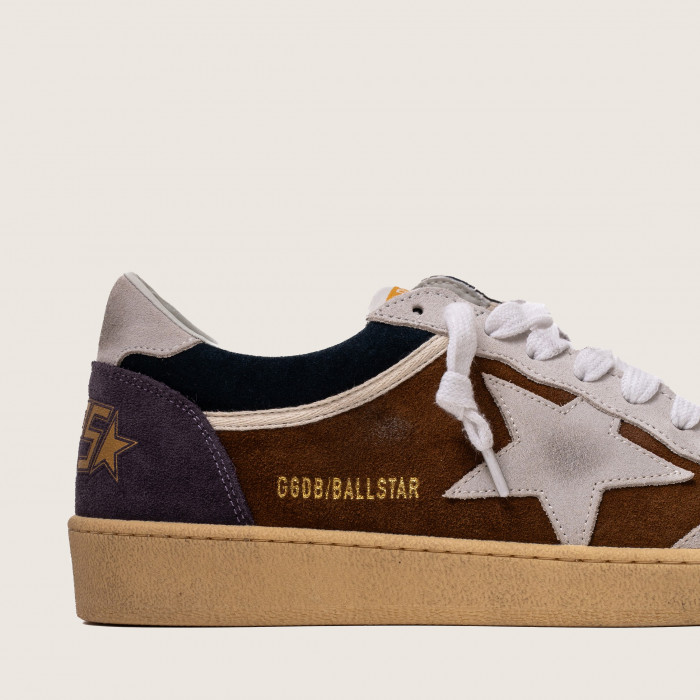 Golden Goose Ball Star / Замша коричневая / баклажан муж