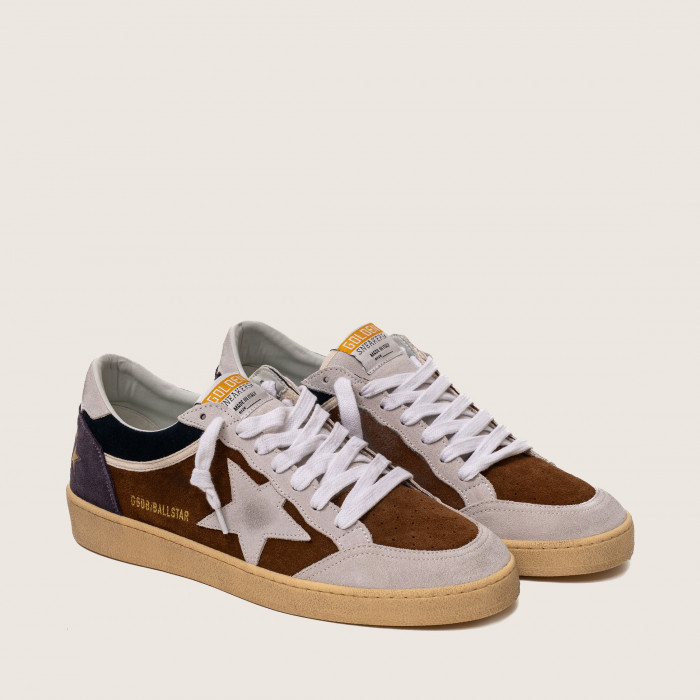 Golden Goose Ball Star / Замша коричневая / баклажан муж