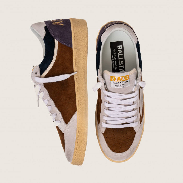 Golden Goose Ball Star / Замша коричневая / баклажан муж