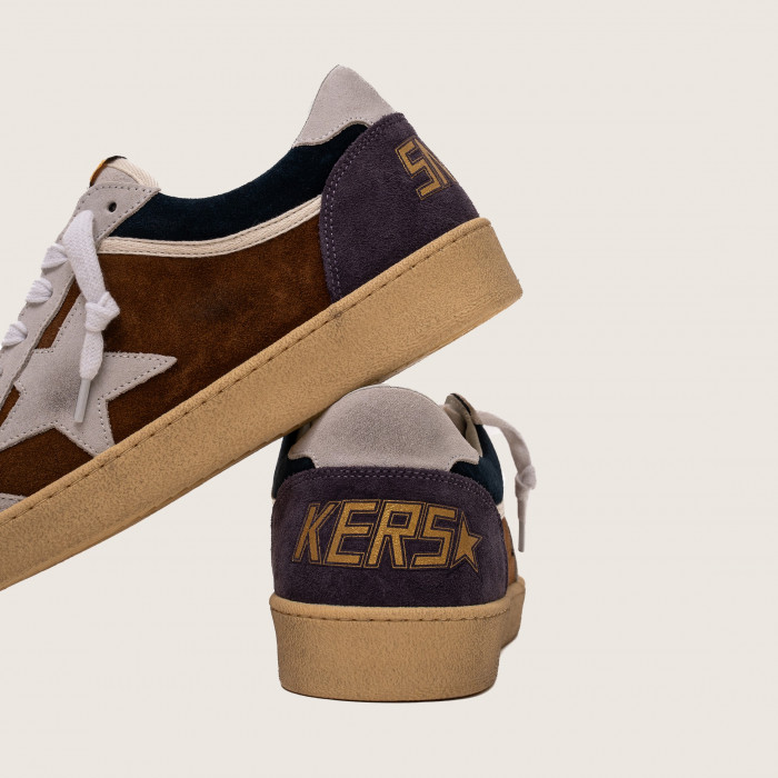 Golden Goose Ball Star / Замша коричневая / баклажан муж