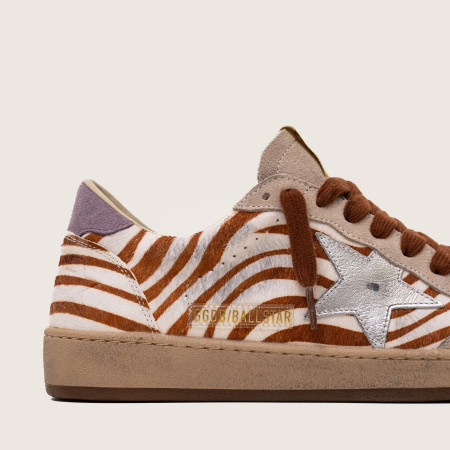 Golden Goose Ball Star / Зебра / сиреневая пятка