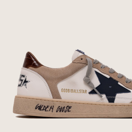 Golden Goose Ball Star / Бежевые / темно-синяя звезда муж