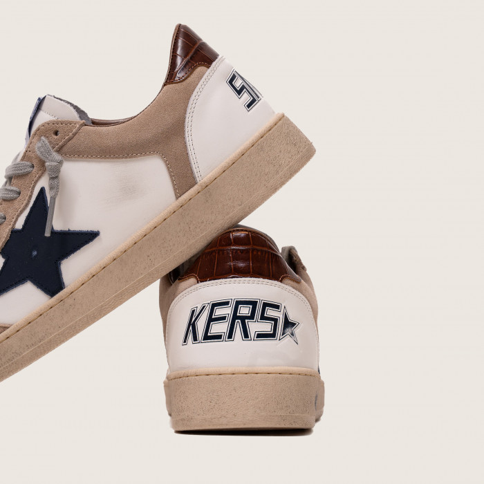 Golden Goose Ball Star / Бежевые / темно-синяя звезда муж