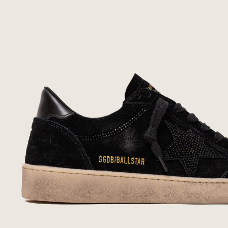 Golden Goose Ball Star / Замша черная / звезда черные кристаллы