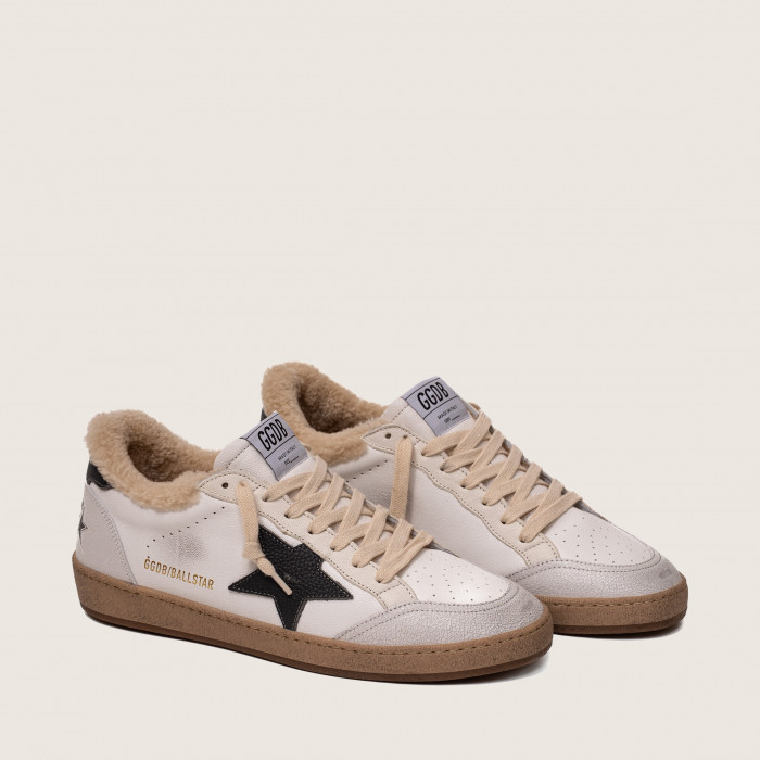 Зимние Golden Goose Ball Star / Белые черная звезда муж