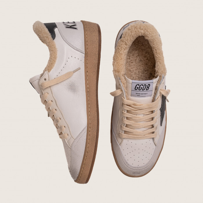 Зимние Golden Goose Ball Star / Белые черная звезда муж