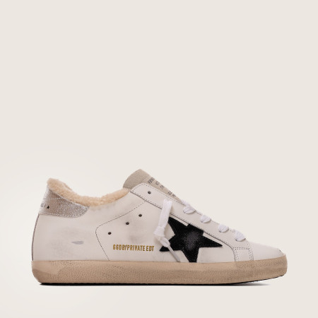 Зимние Golden Goose Super Star/Черная зв /сереб пятка