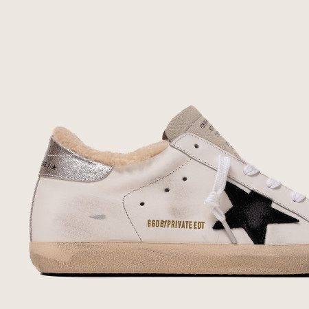 Зимние Golden Goose Super Star/Черная зв /сереб пятка