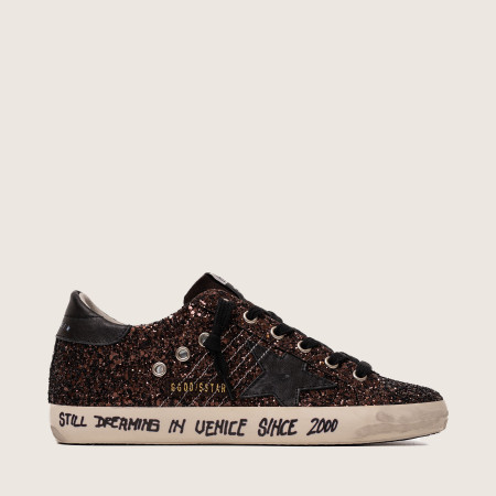 Golden Goose Super Star / Светло-коричневый глиттер
