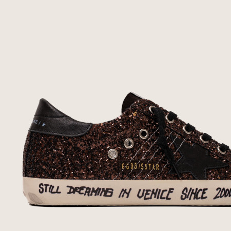 Golden Goose Super Star / Светло-коричневый глиттер
