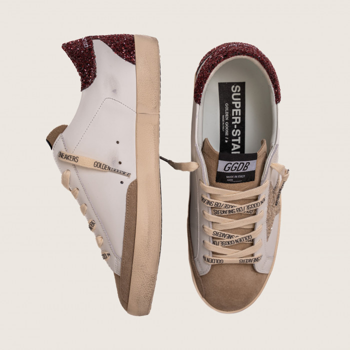 Golden Goose Super Star / Silver glitter star borde heel tab / Пламя
