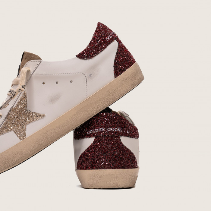 Golden Goose Super Star / Silver glitter star borde heel tab / Пламя