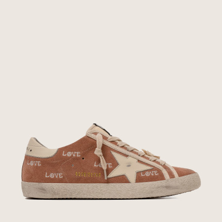 Golden Goose Super Star / Suede powder-pink print LOVE / Замша LOVE