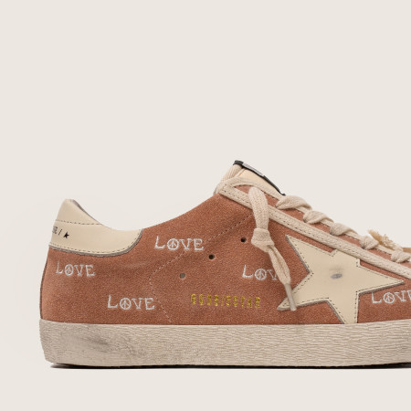 Golden Goose Super Star / Suede powder-pink print LOVE / Замша LOVE
