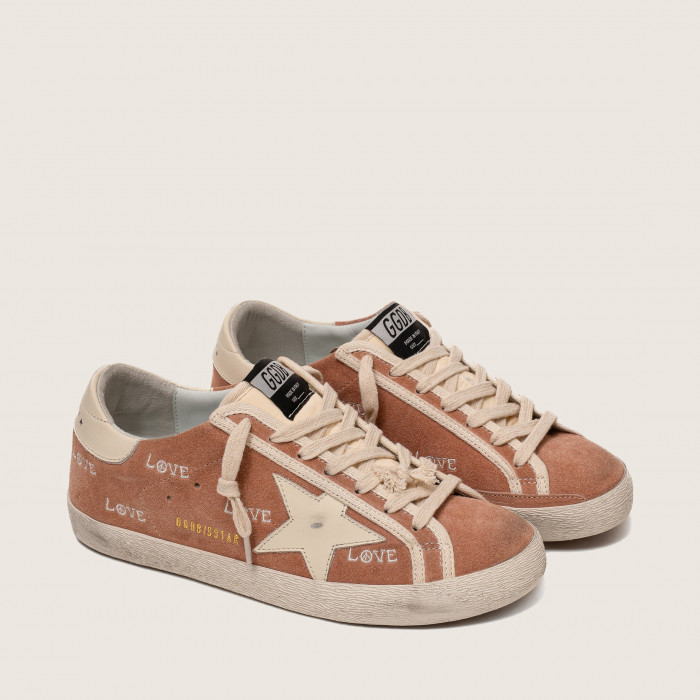 Golden Goose Super Star / Suede powder-pink print LOVE / Замша LOVE