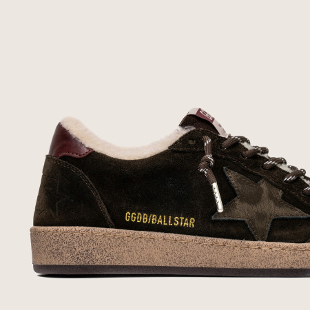 Зимние Golden Goose Ball Star / Замша корич / корич зв