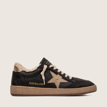 Зимние Golden Goose Ball Star / Коричневые / золото пятка