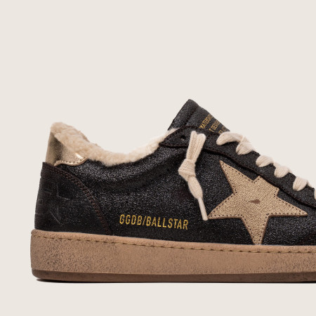 Зимние Golden Goose Ball Star / Коричневые / золото пятка