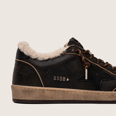 Зимние Golden Goose Ball Star / Коричневые / черная зв муж
