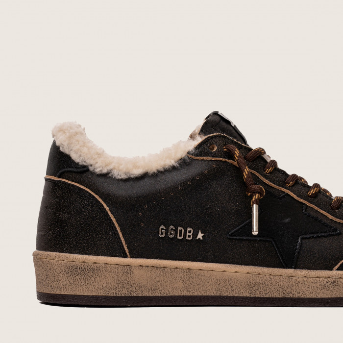 Зимние Golden Goose Ball Star / Коричневые / черная зв муж