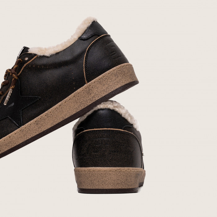 Зимние Golden Goose Ball Star / Коричневые / черная зв муж