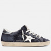 Golden Goose Super Star / Замша темно-синяя серебро звезда