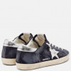 Golden Goose Super Star / Замша темно-синяя серебро звезда