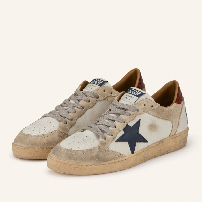 Golden Goose Ball Star / Бежевые / темно-синяя звезда муж