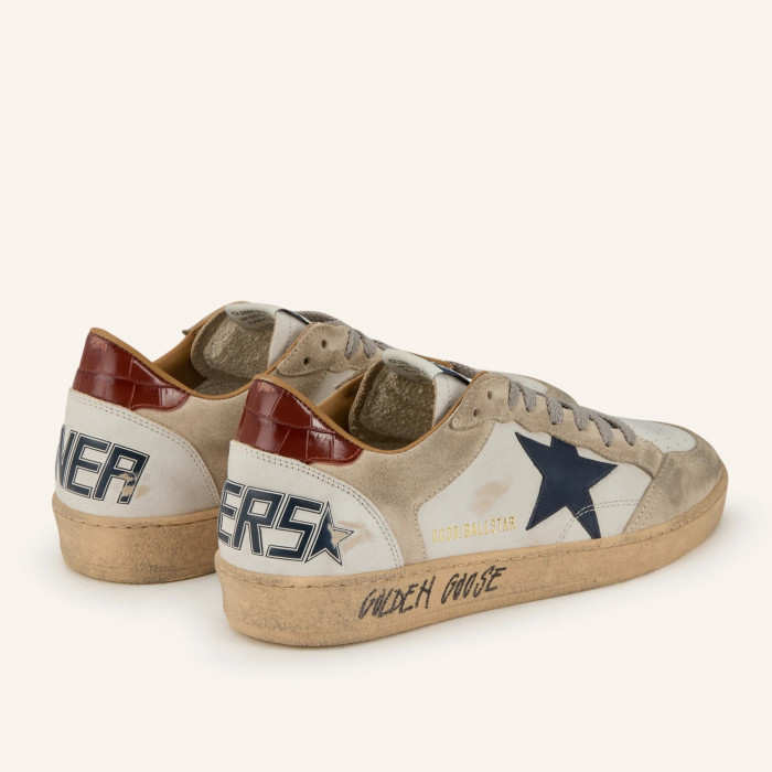 Golden Goose Ball Star / Бежевые / темно-синяя звезда муж