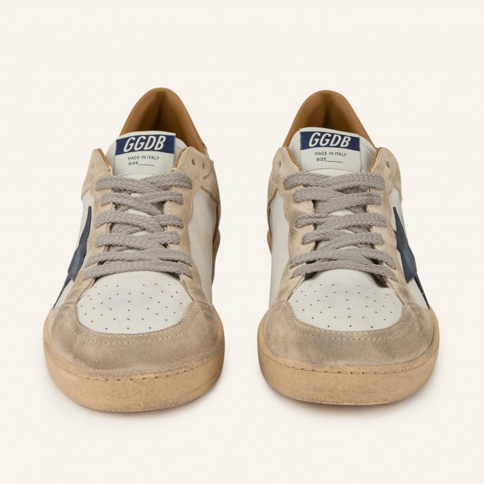 Golden Goose Ball Star / Бежевые / темно-синяя звезда муж