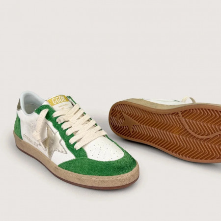 Golden Goose Ball Star / Замша зеленая / золотая звезда