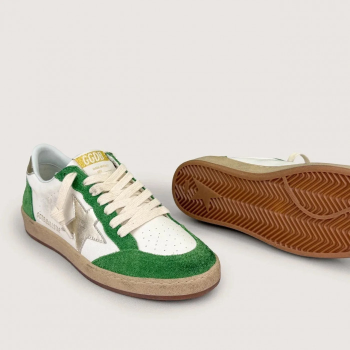 Golden Goose Ball Star / Замша зеленая / золотая звезда