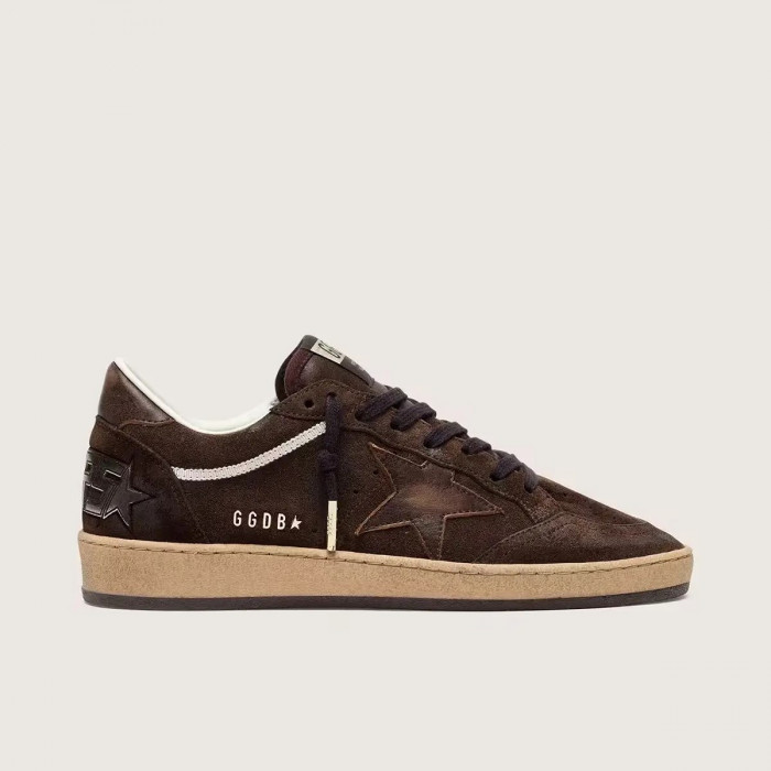 Golden Goose Ball Star / Замша коричневая / корич звезда муж