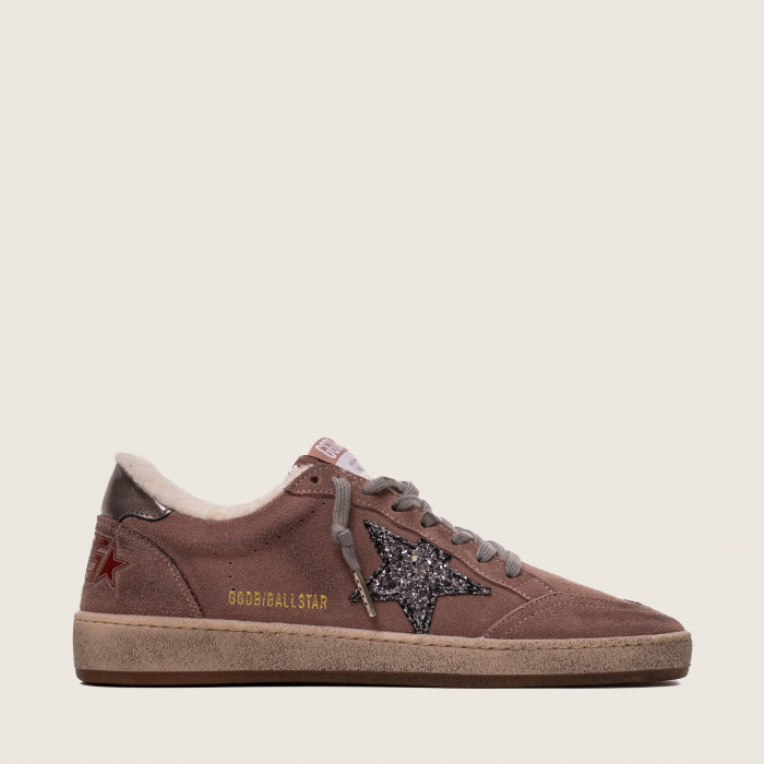 Зимние Golden Goose Ball Star / Замша розовая / сер зв