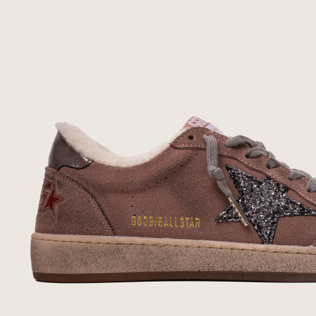 Зимние Golden Goose Ball Star / Замша розовая / сер зв