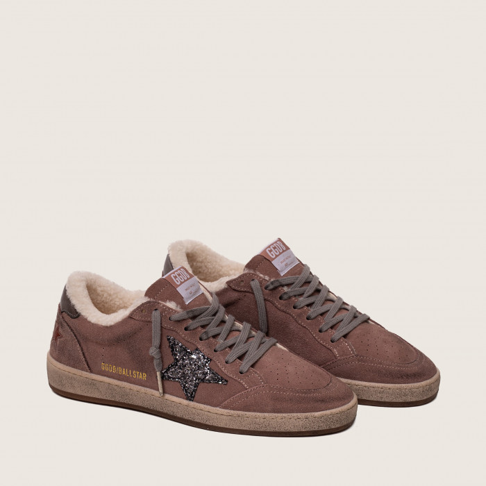 Зимние Golden Goose Ball Star / Замша розовая / сер зв