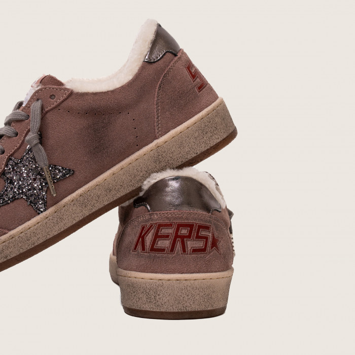 Зимние Golden Goose Ball Star / Замша розовая / сер зв