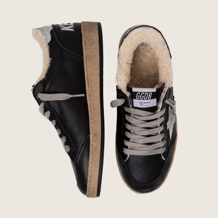 Зимние Golden Goose Ball Star / Черные / серая звезда муж