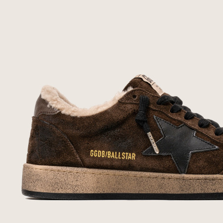Зимние Golden Goose Ball Star / Замша корич / черная зв муж