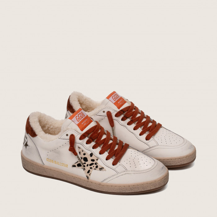 Зимние Golden Goose Ball Star / Лео звезда / корич шнурки