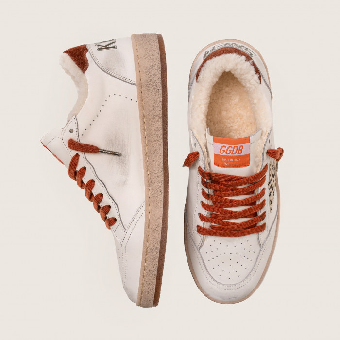Зимние Golden Goose Ball Star / Лео звезда / корич шнурки