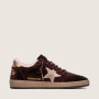 Зимние Golden Goose Ball Star / Замша бордо / золотая звезда