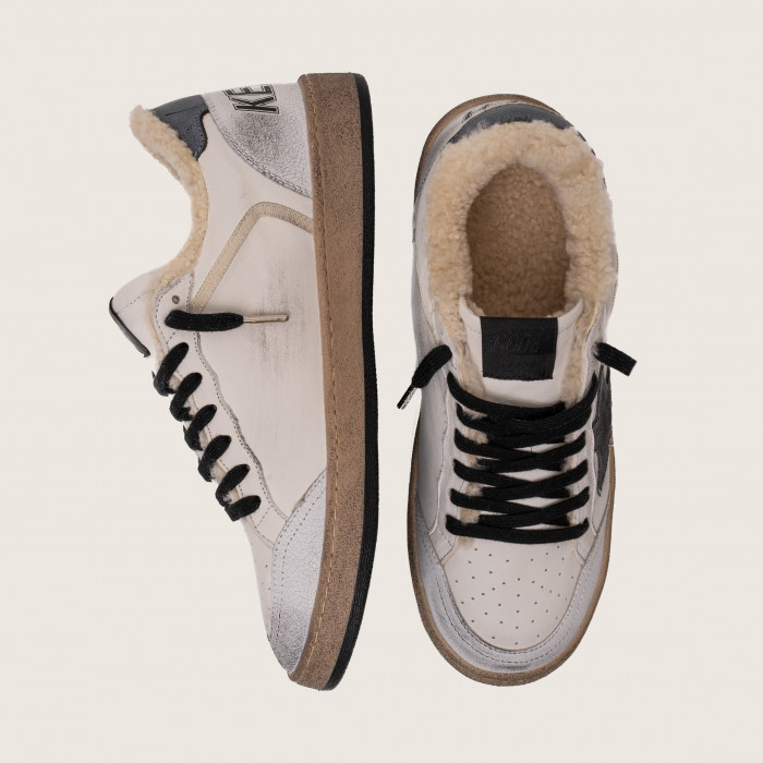 Зимние Golden Goose Ball Star / Белые / серая зв муж