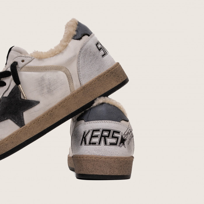 Зимние Golden Goose Ball Star / Белые / серая зв муж