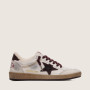 Зимние Golden Goose Ball Star / Белые / бордо шнурки