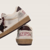 Зимние Golden Goose Ball Star / Белые / бордо шнурки