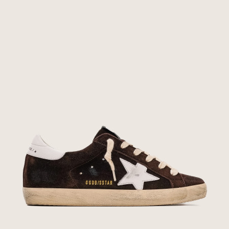 Golden Goose Super Star / Замша коричневая / белая зв муж