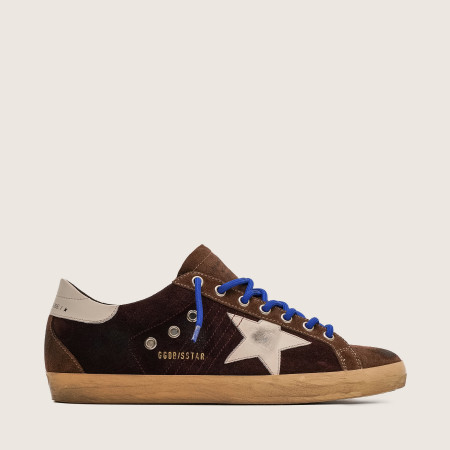 Golden Goose Super Star / Замша винная / синие шнурки муж